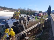 Un xoc entre camions a la Jonquera genera retencions a l’AP-7